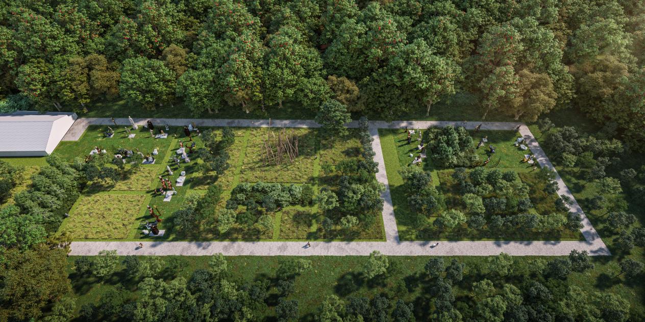 Renderbeeld vernieuwd openluchtdepot met meer groen