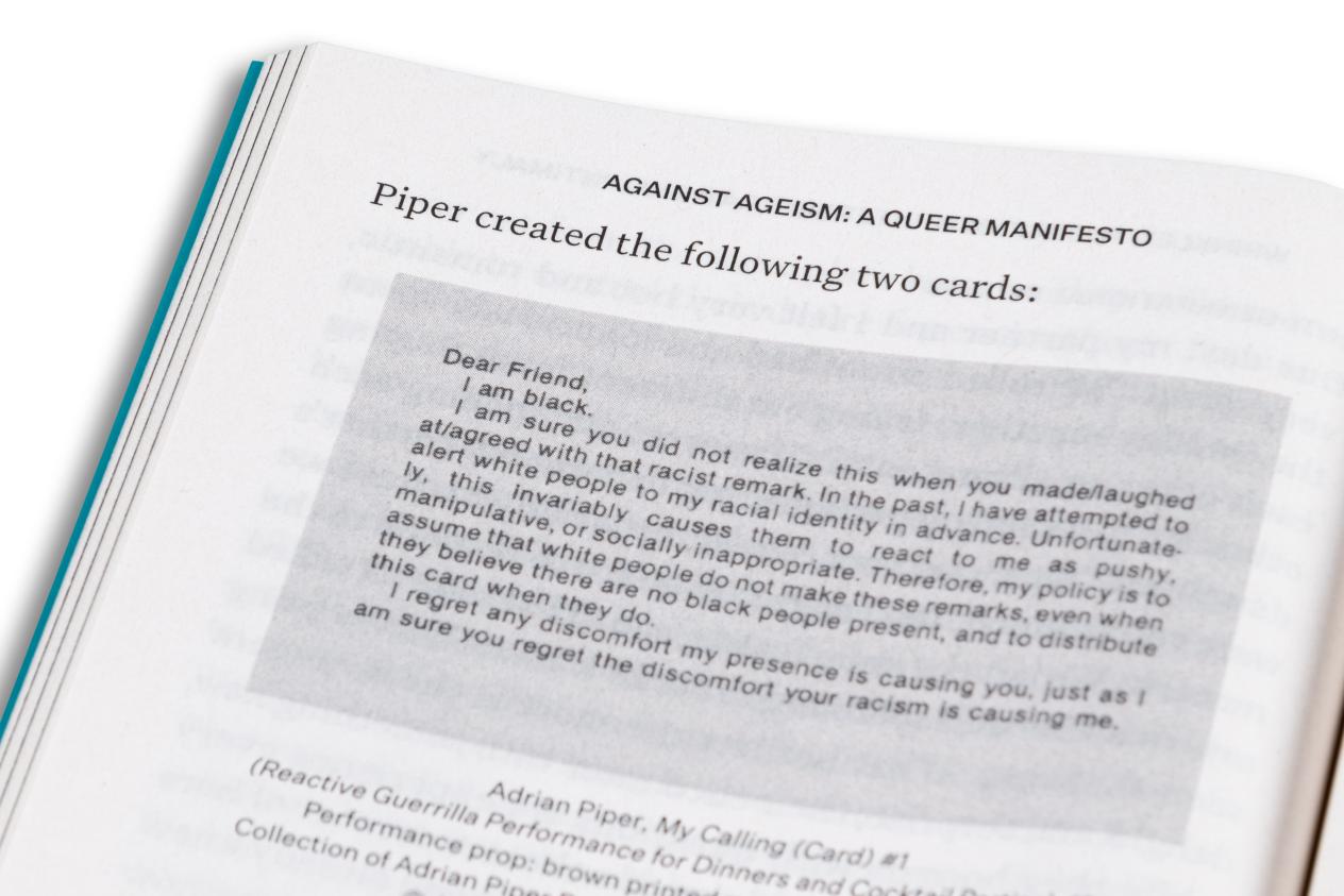 Tekstfragment in lichtgrijze kader uit publicatie Against Ageism: A Queer Manifesto